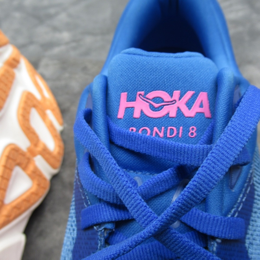 Hoka Womens 9/9.5B Running Shoes  Blue Bondi 8 Chunky Lightweight Mismatch READ - Picture 6 of 16